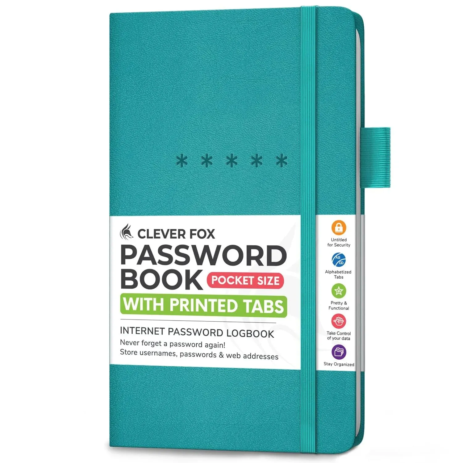 Clever Fox Password Book – Alphabetized Internet Address & Password Organizer – Computer & Website Password Keeper Notebook – Log-In Password