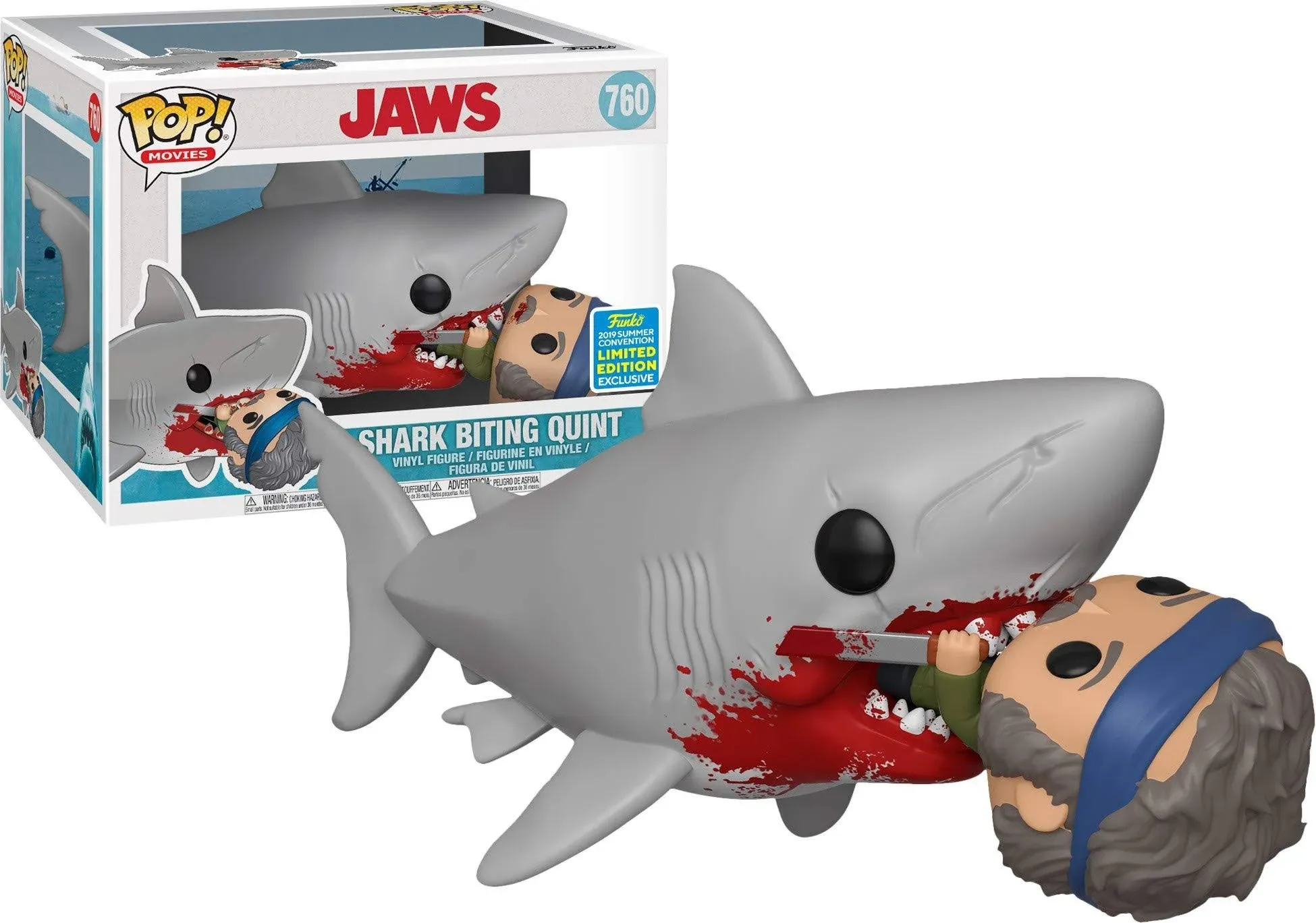 Funko Pop! Movies Jaws Shark Biting Quint #760 2019 SDCC Exclusive