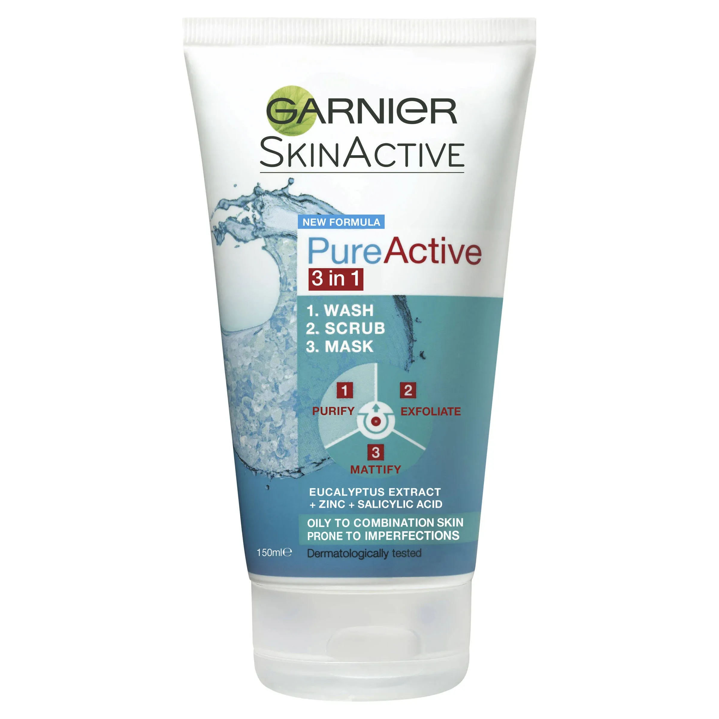 Garnier Pure Active 3 in 1 Wash, Scrub, & Mask