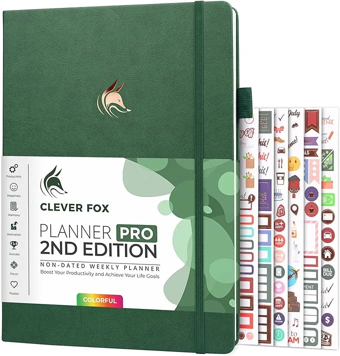 Clever Fox Planner Pro 2nd Edition Undated Weekly Agenda Planner for Setting ...