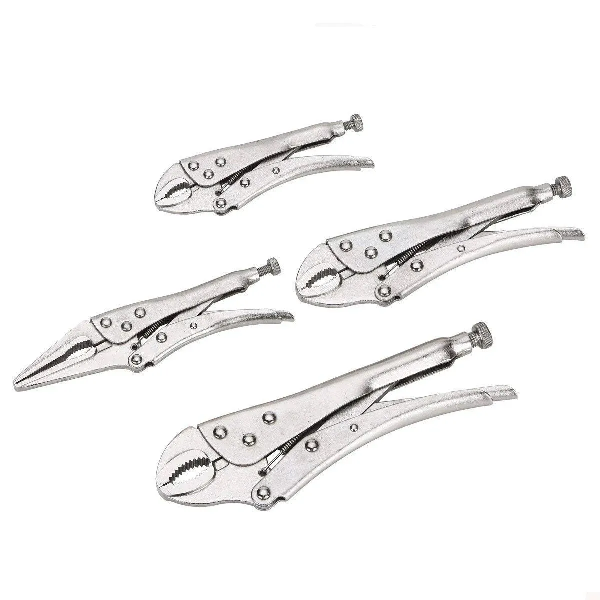 FASTPRO 4-Piece Locking Pliers Set, 5 inch, 7 inch and 10 inch Curved Jaw Locking ...