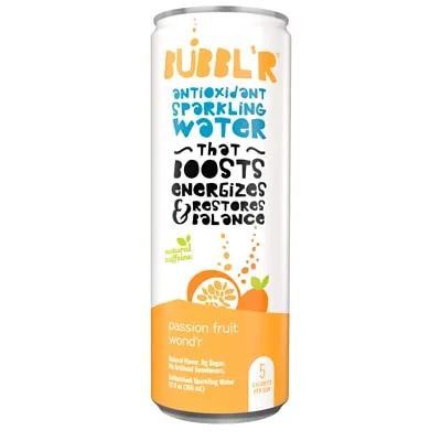 Bubbl'r Antioxidant Sparkling Water, Passion Fruit Wond'r, 12 oz. Can, 12/Pack (WIC39922)