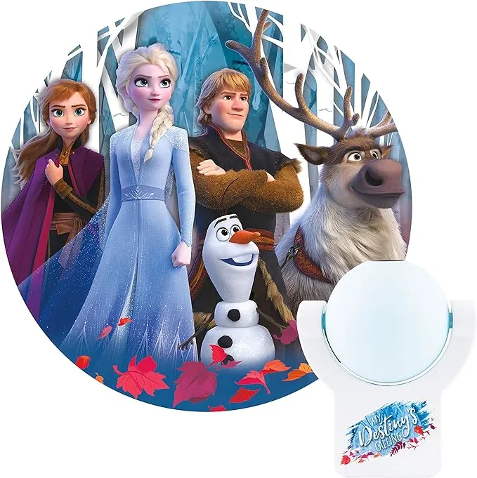 Projectables Frozen 2 LED Night Light, Plug-in, Dusk-to-Dawn Sensor, UL-Listed, 1 Image of Elsa, Anna, and Olaf on Ceiling, Wall, or Floor, Ideal for Bedroom, Nursery, 45027