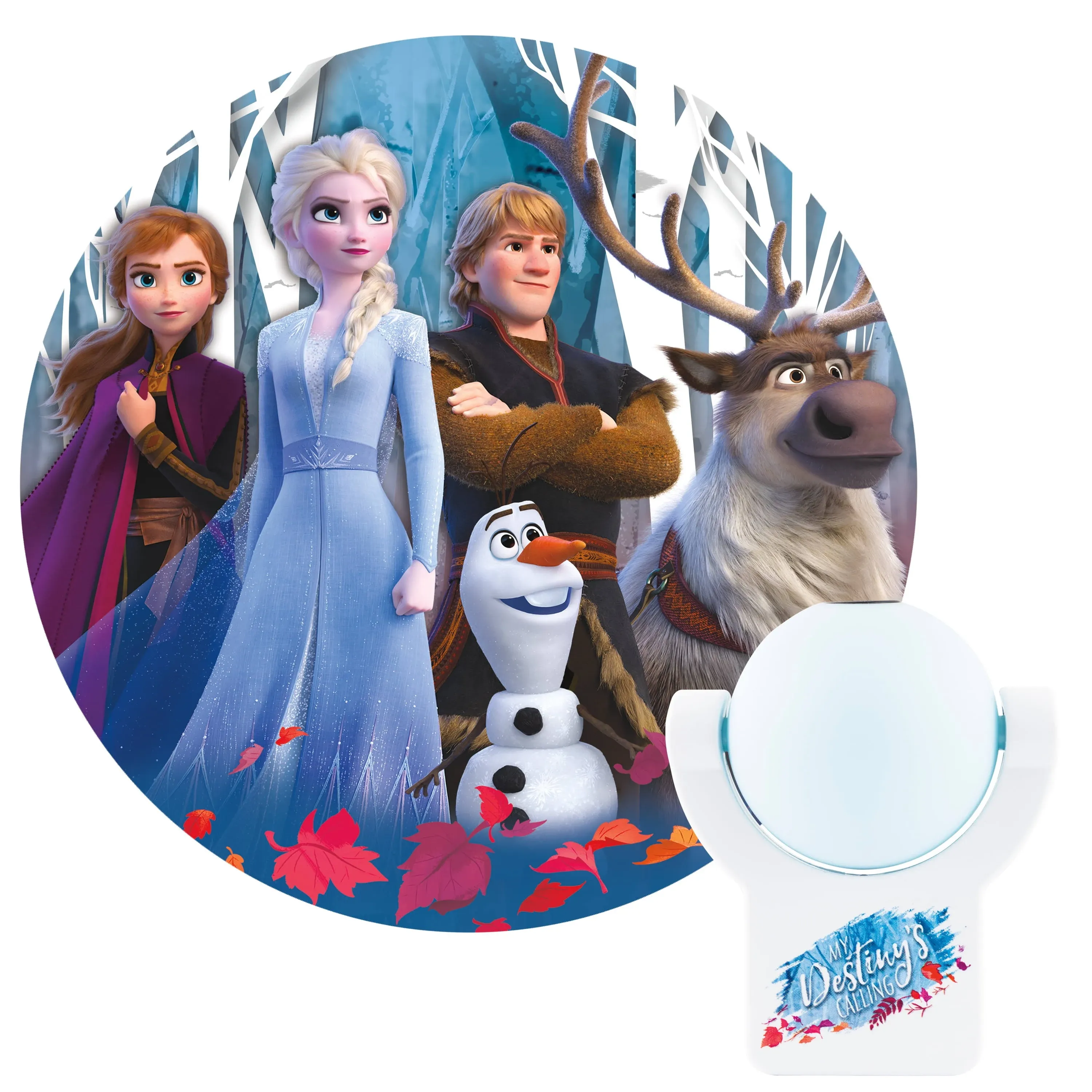 Projectables Frozen 2 LED Night Light, Plug-in, Dusk-to-Dawn Sensor, UL-Listed, 1 Image of Elsa, Anna, and Olaf on Ceiling, Wall, or Floor, Ideal for Bedroom, Nursery, 45027