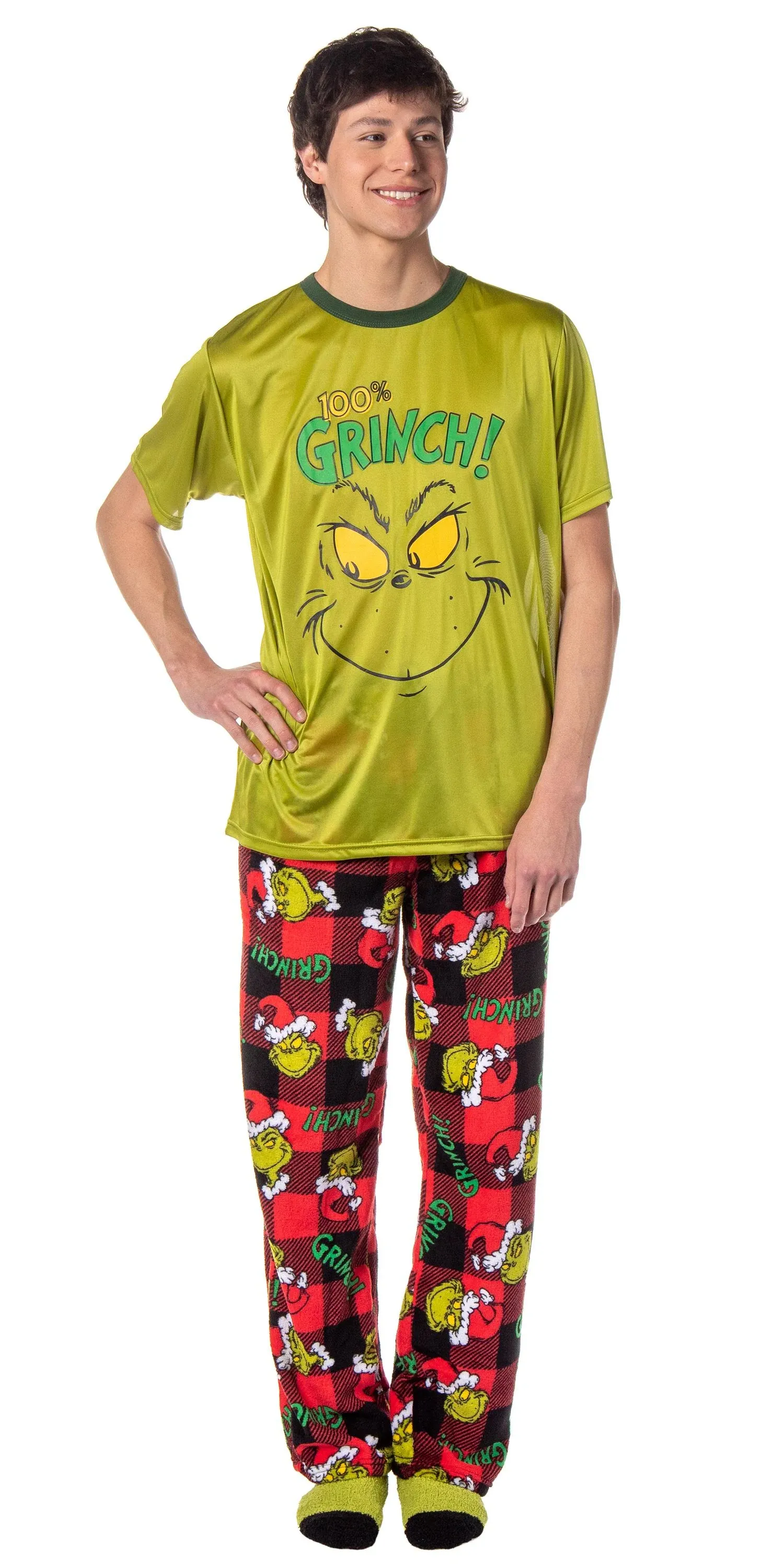 Dr. Seuss The Grinch Men’s Top and Pant Pajama Set, 2-Piece, Sizes S-3X