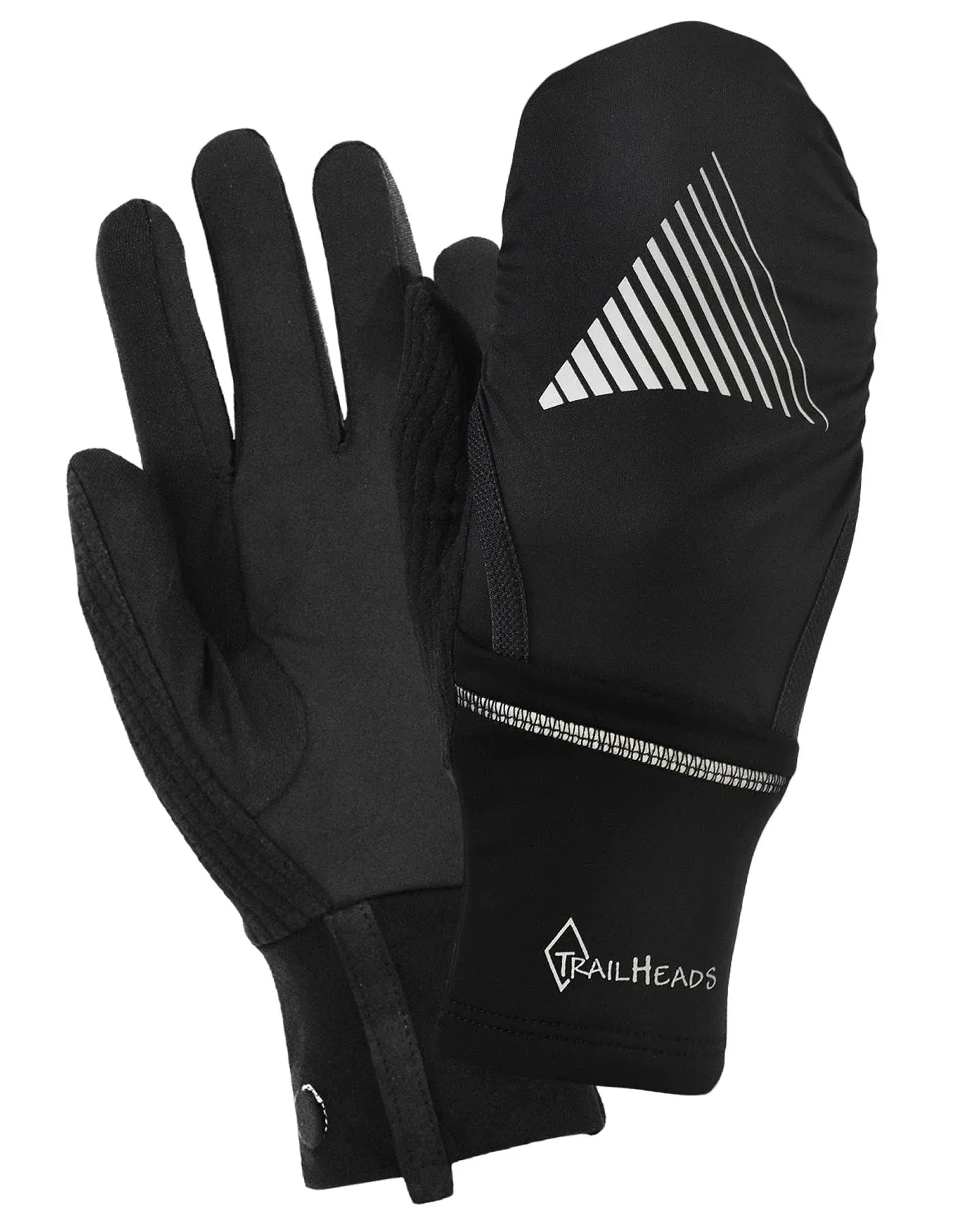 TrailHeads Convertible Running Gloves Black Reflective Small Medium