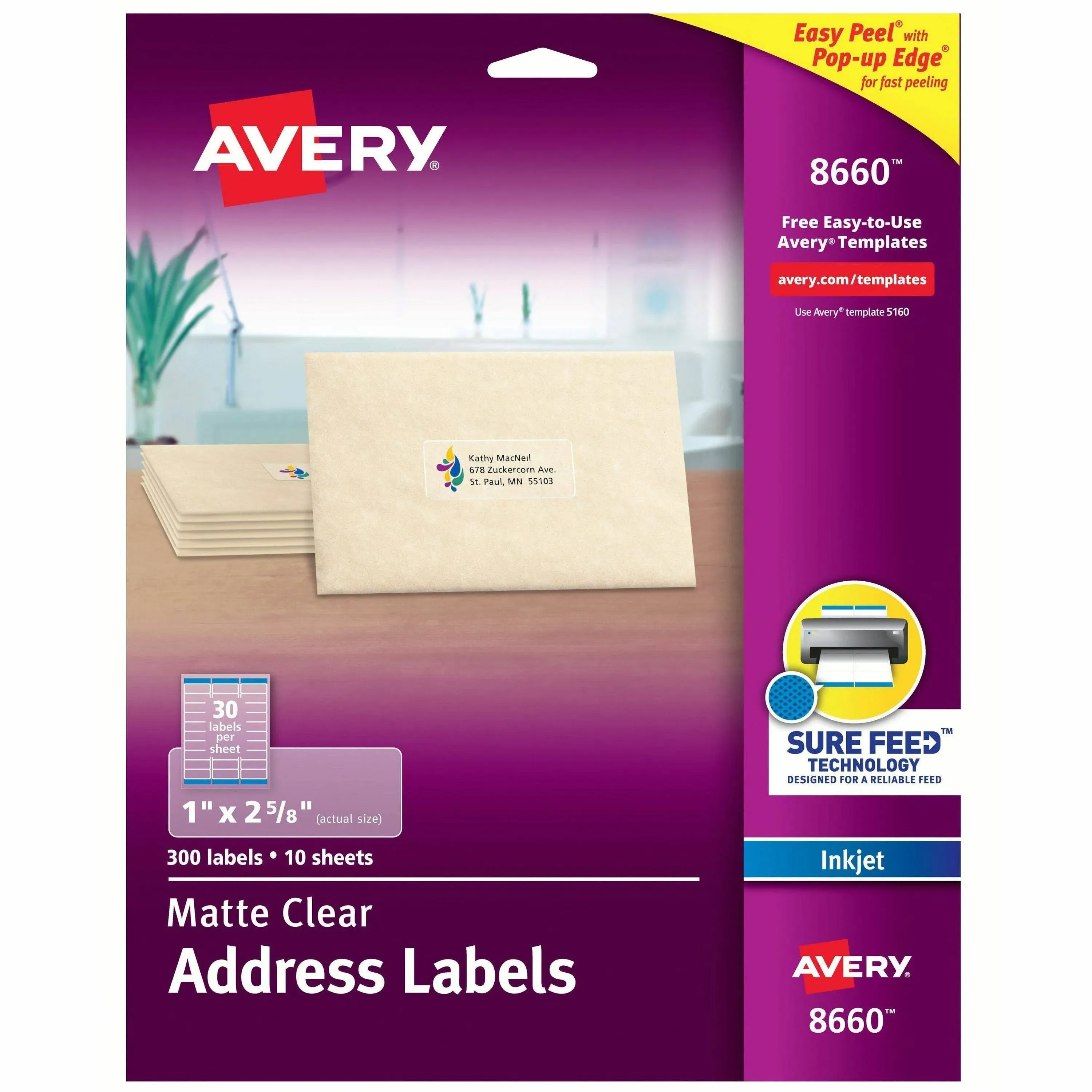 Avery Matte Clear Easy Peel Mailing Labels