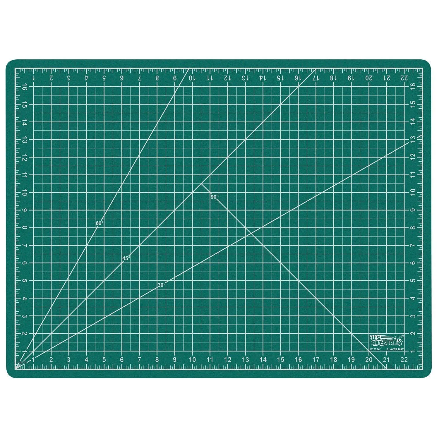 US Art Supply 24" x 36" Green/Black Professional Self Healing 5-Ply Double Sided Durable Non-Slip PVC Cutting Mat Great for