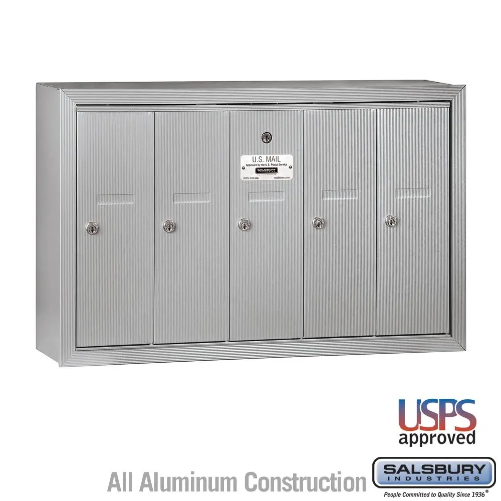 Salsbury Industries Bronze-Vertical Mailbox- Recessed Mounted -5 Doors