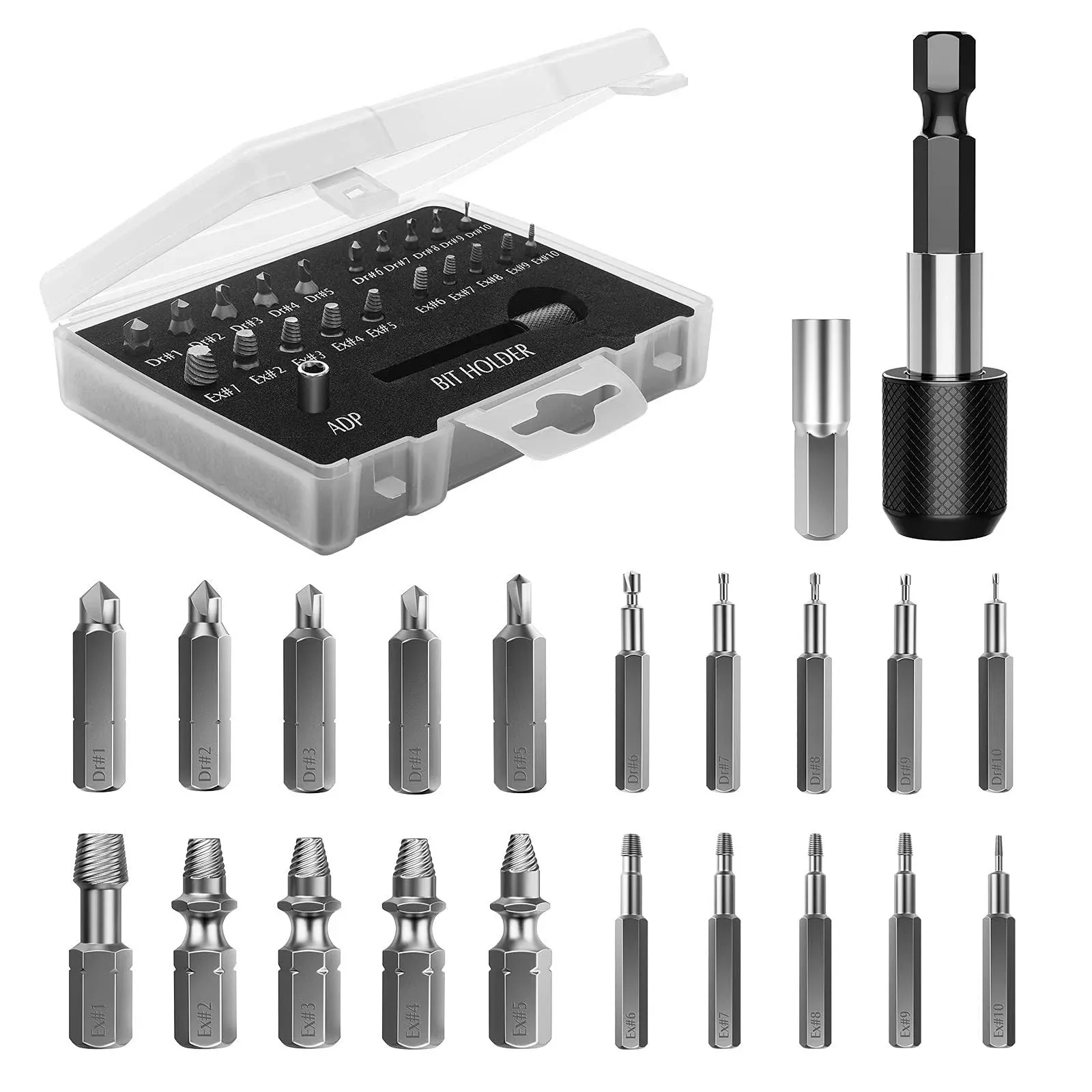 Nuovoware Damaged Screw Extractor Set, 22 Pcs Easy Out Stripped Screw Extractor ...