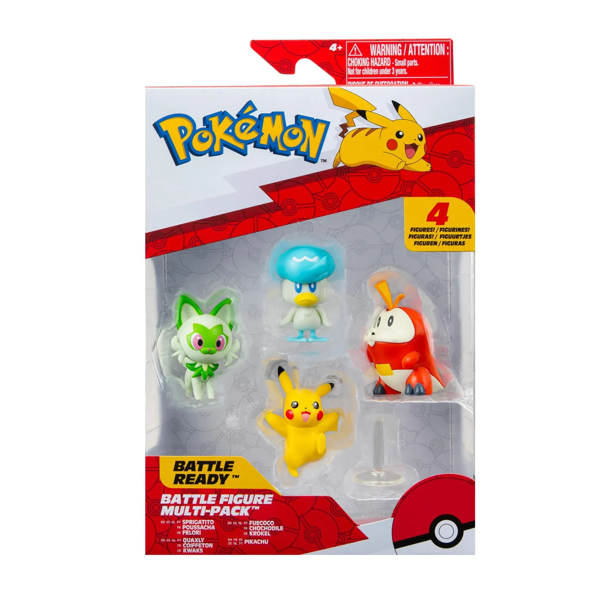 Pokemon Paldea Battle Figure 4 Pack - Features 2-Inch Pikachu, Fuecoco ...