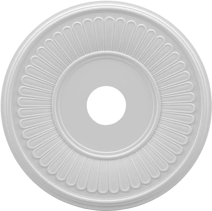 Ekena Millwork CMP19BE Berkshire Thermoformed PVC Ceiling Medallion (Fits Canopies up to 8 3/8"), 19"OD x 3 1/2"ID x 1"P