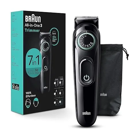 Braun Series 3 3470 All-in-One 7-in-1 Electric Grooming Kit with Beard Trimmer for Men