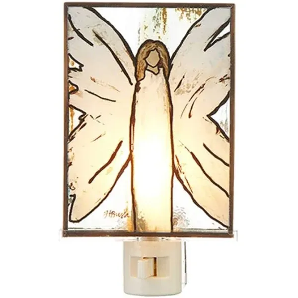 6&#034; x 4&#034; x 1.5&#034; STAINED GLASS ANGEL NIGHT LIGHT Christmas NEW RAZ Imports 4219059