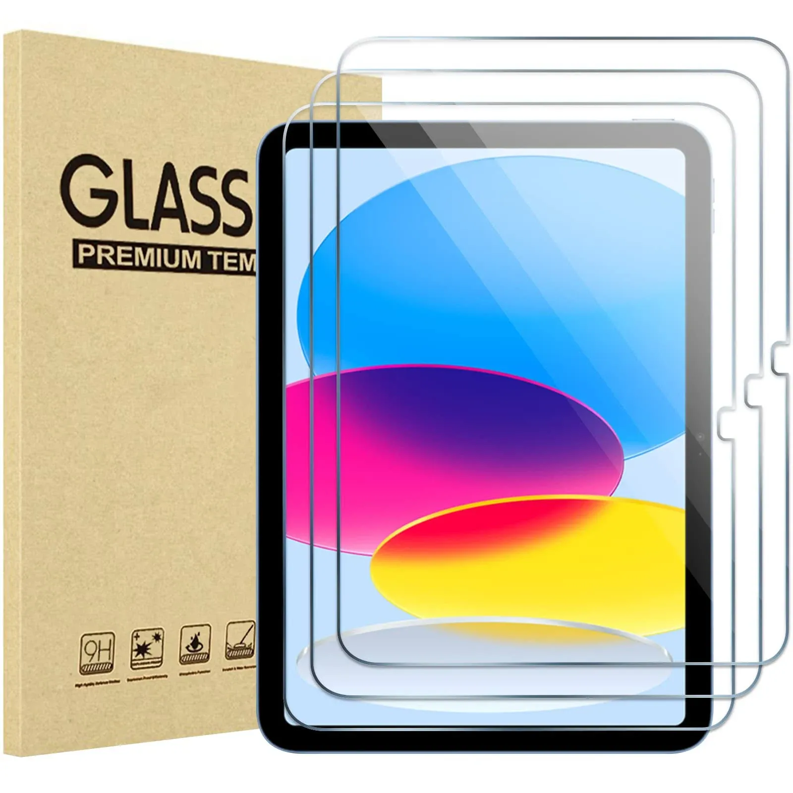 ProCase 3 Pack Screen Protector for iPad 10th Generation 2022 A2696/a2757/a2777 10.9 inch, Tempered Glass Film Guard for iPad 10 -Clear