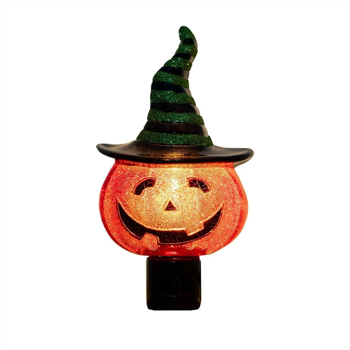 Novelty Lights LED Pumpkin in Witch Hat Halloween Decoration Night Light with Swivel Plug