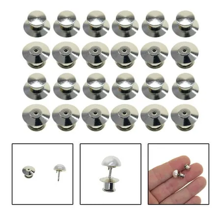 24 Pieces Durable Metal Pin Backs Locking Pin Keepers Clasp Replacement Backings for Lapel Pins Brooch Hat Toy Pins Uniform Badges Findings