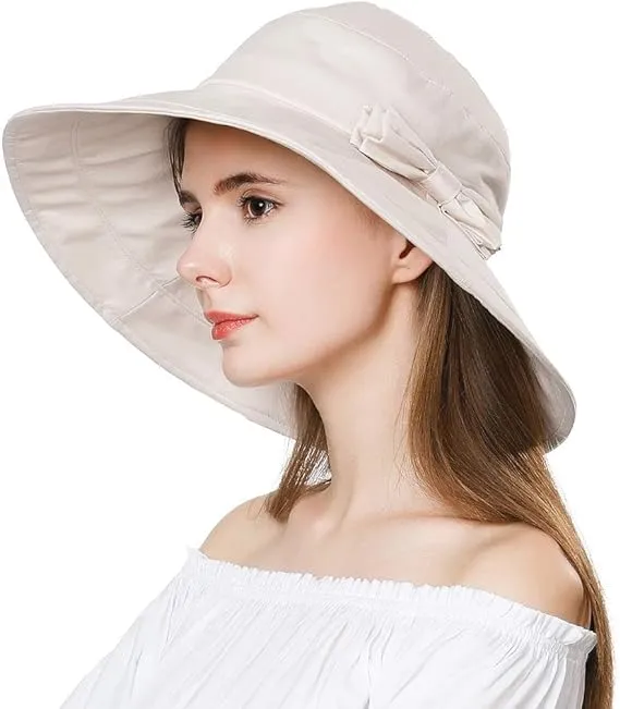 Comhats S/M/L/XL/XXL Womens Summer Flap Cover Cap Cotton UPF 50+ Sun Shade Hat with Neck Cord