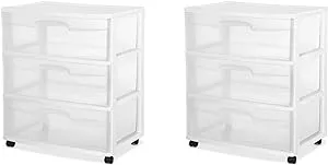 Home 3-Drawer Cart Clear Portable Durable Storage Container on Casters