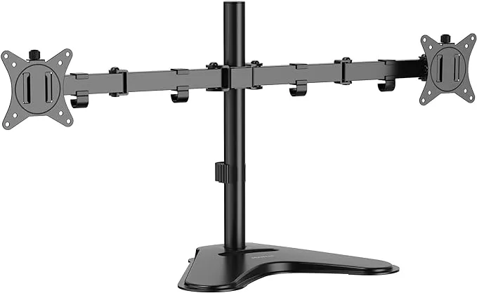 Mount-It! Dual Monitor Stand for Desk, Free Standing Monitor Stands for 2 Screens up to 19.8lbs per Arm, Fully Adjustable Dual Monitor Mount with Tilt, Swivel, Rotation with VESA 75x75 and 100x100