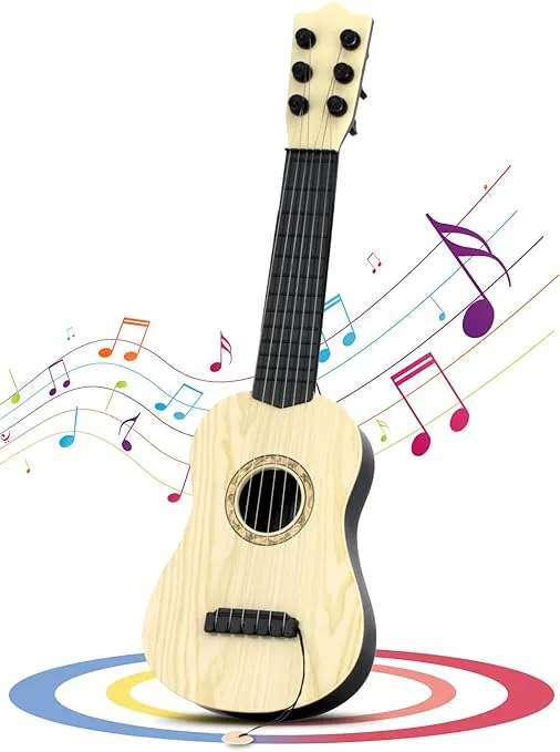 QDH Kids Toy Guitar 6 string,17 inch Guitar Baby Kids Cute Guitar Rhyme Developmental Musical Instrument Educational Toy for Toddlers