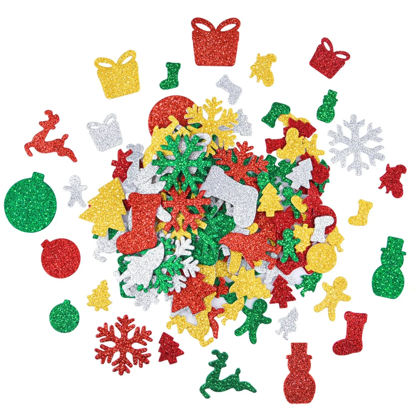 Livder 300 Pieces Christmas Glitter Foam Stickers