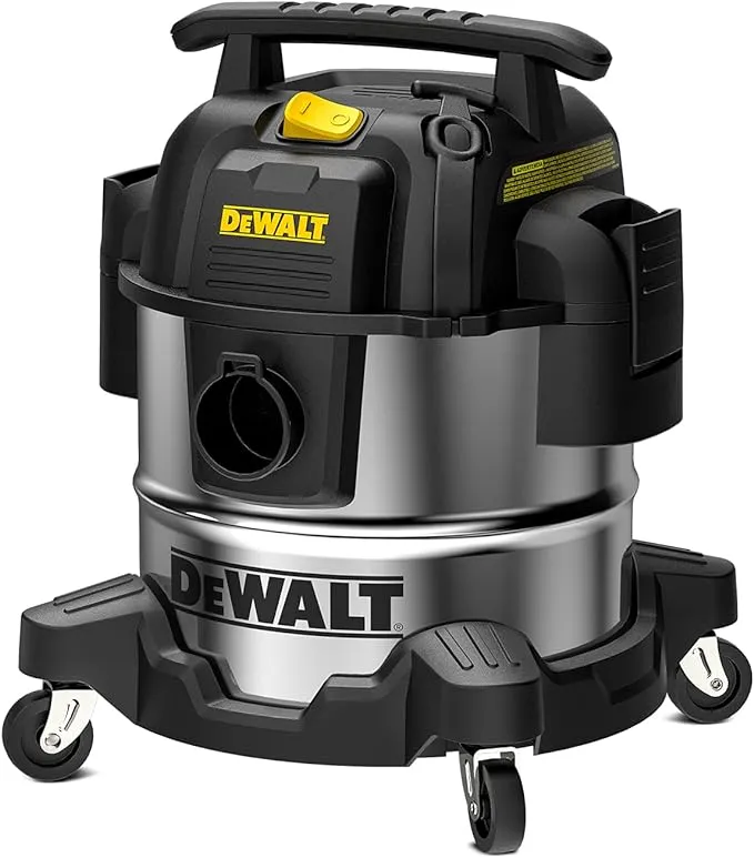 DeWalt 5 Gallon Stainless Steel Wet/Dry VAC, 4 Peak HP Horsepower Shop Vacuum Cleaner, DXV05S, Silver