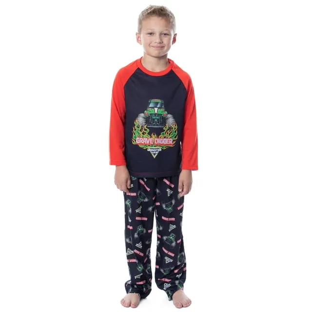 Monster Jam Boys' Grave Digger Raglan Pajama Set