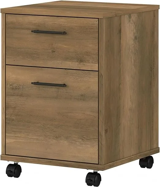 Bush Furniture Key West 2 Drawer Rolling File Cabinet | Mobile Organization for Home Office | Small Under Desk Storage on Wheels, 15.51"W x 15.75"D x 22.28"H, Reclaimed Pine