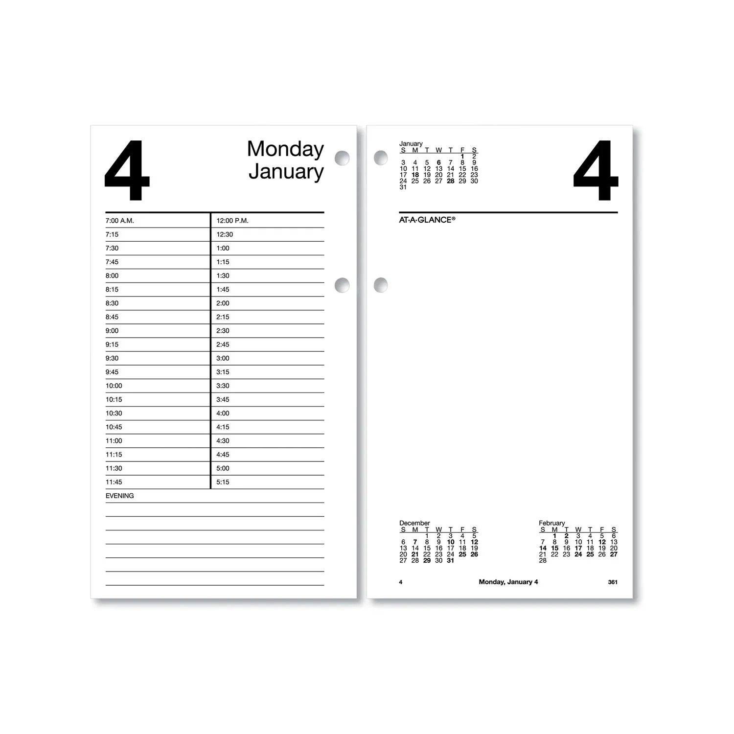 At-a-glance Large Desk Calendar Refill, 4.5 x 8, White Sheets, 2024