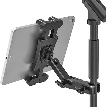 Tablet Holder for Microphone Stand, Mic Music Stand Tablet Holder for iPad, Smartphone Tablet Mic Stand Mount for Shee Music Fits Devices from Screen Size 4.7 to 12.9 Inches