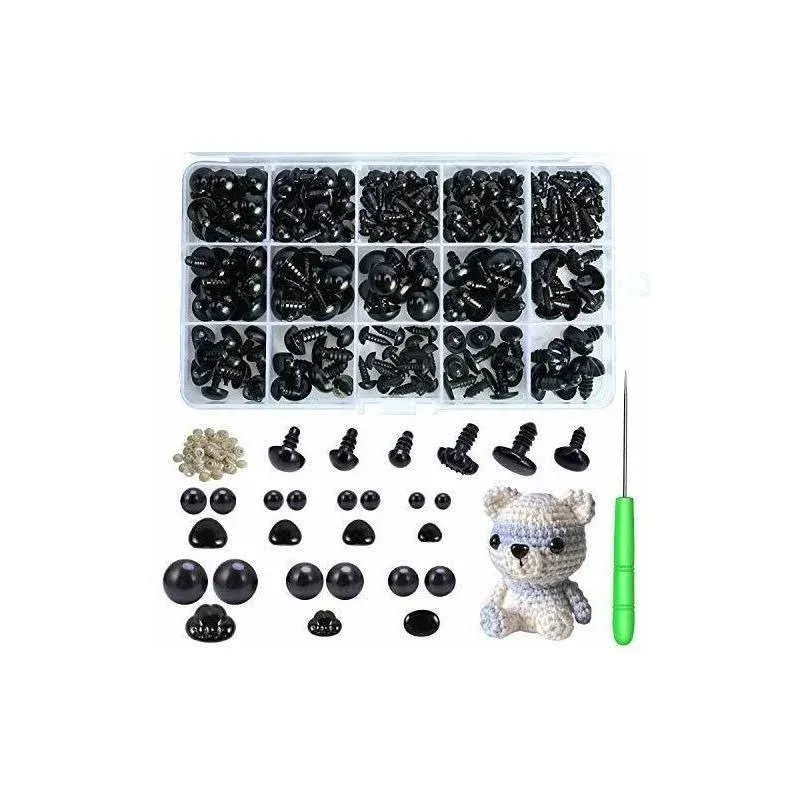 VERACT Safety Eyes and Noses, 462Pcs Black Plastic Stuffed Crochet Eyes with ...