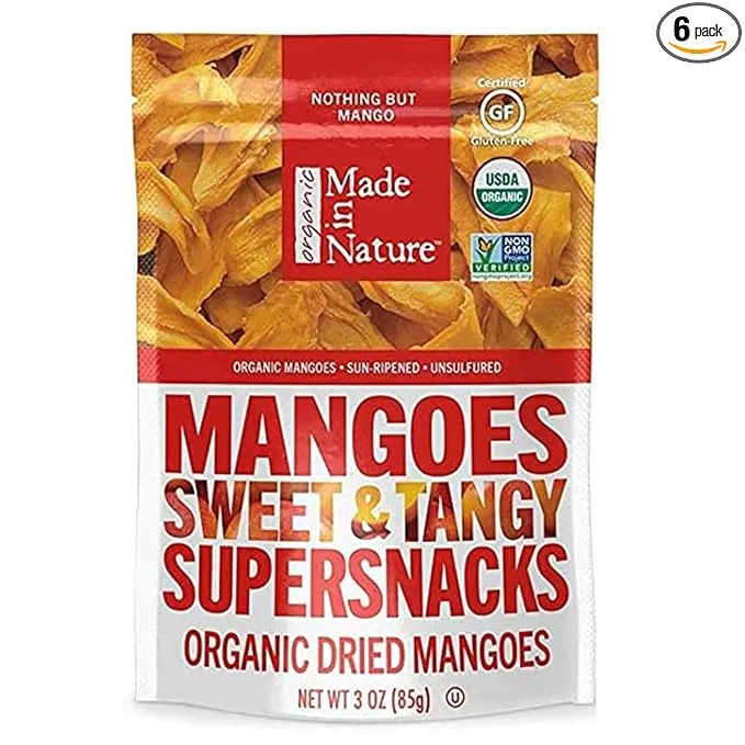 Made in Nature Dried Fruit Mango 3 Ounce Size - 6 per Case.