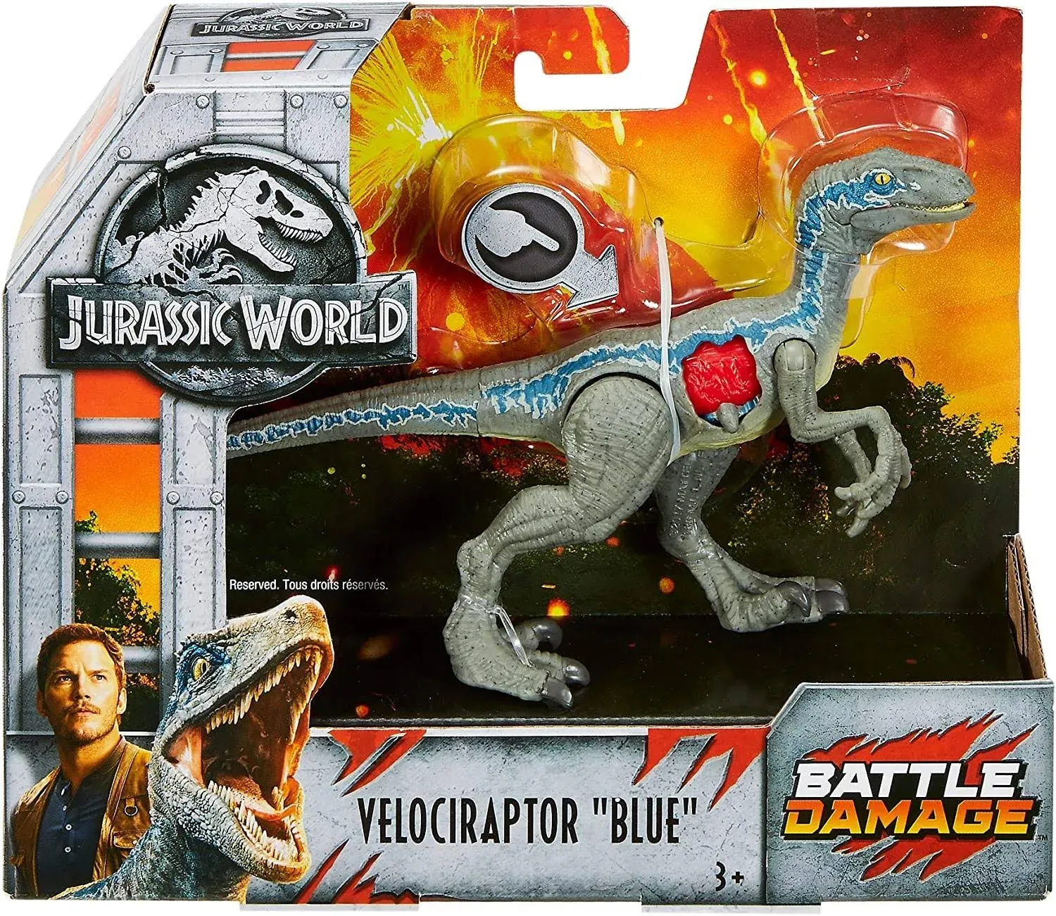 Jurassic World Fallen Kingdom Battle Damage Velociraptor &quot;Blue&quot; Action Figure