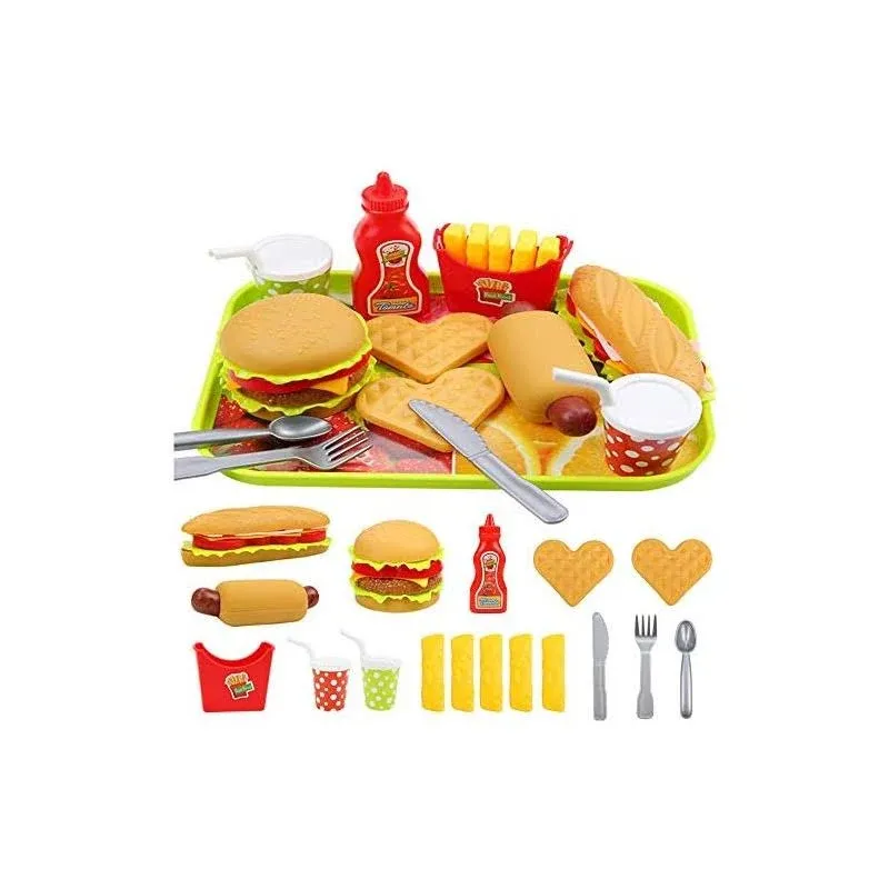 Elitao Pretend Play Fast Food Set, Play Food for Kids Kitchen - Play Kitchen ...