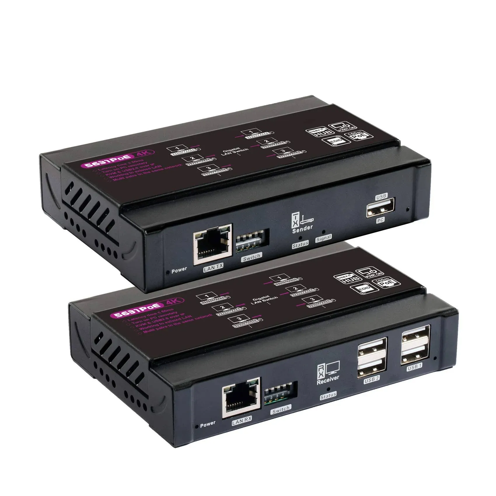 4K HDMI KVM USB Extender Over Single Cat5e/6 Up to 100M(328ft), KVM Extender ...