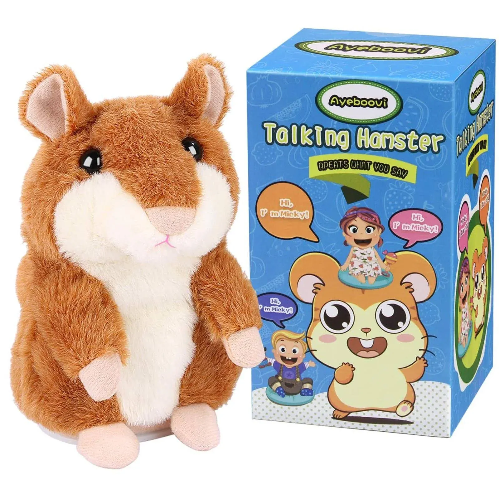 Ayeboovi Talking Hamster Repeats What You Say Mimicry Pet Toy Plush Buddy Mouse ...