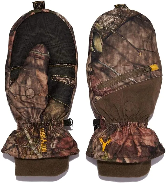 HOT SHOT Men’s Camo Huntsman Pop-Top Mittens – Outdoor Hunting Camouflage