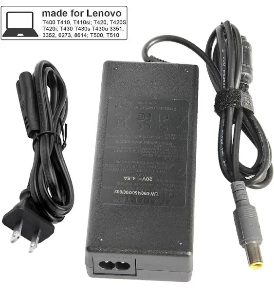 90W 20V 4.5A AC Adapter Charger Compatible with Lenovo ThinkPad T60 T61 T400 T410 ...