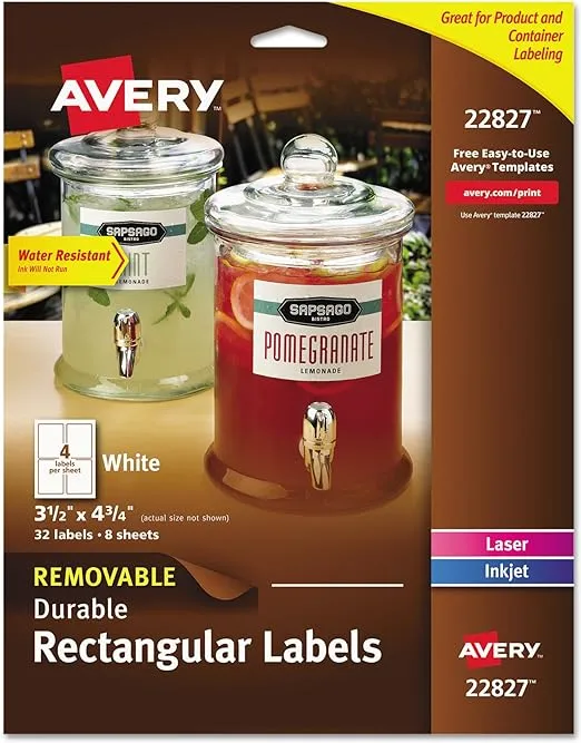 Avery&reg; Removable Durable Labels -Sure Feed Technology - AVE22827 - GorillaStationers