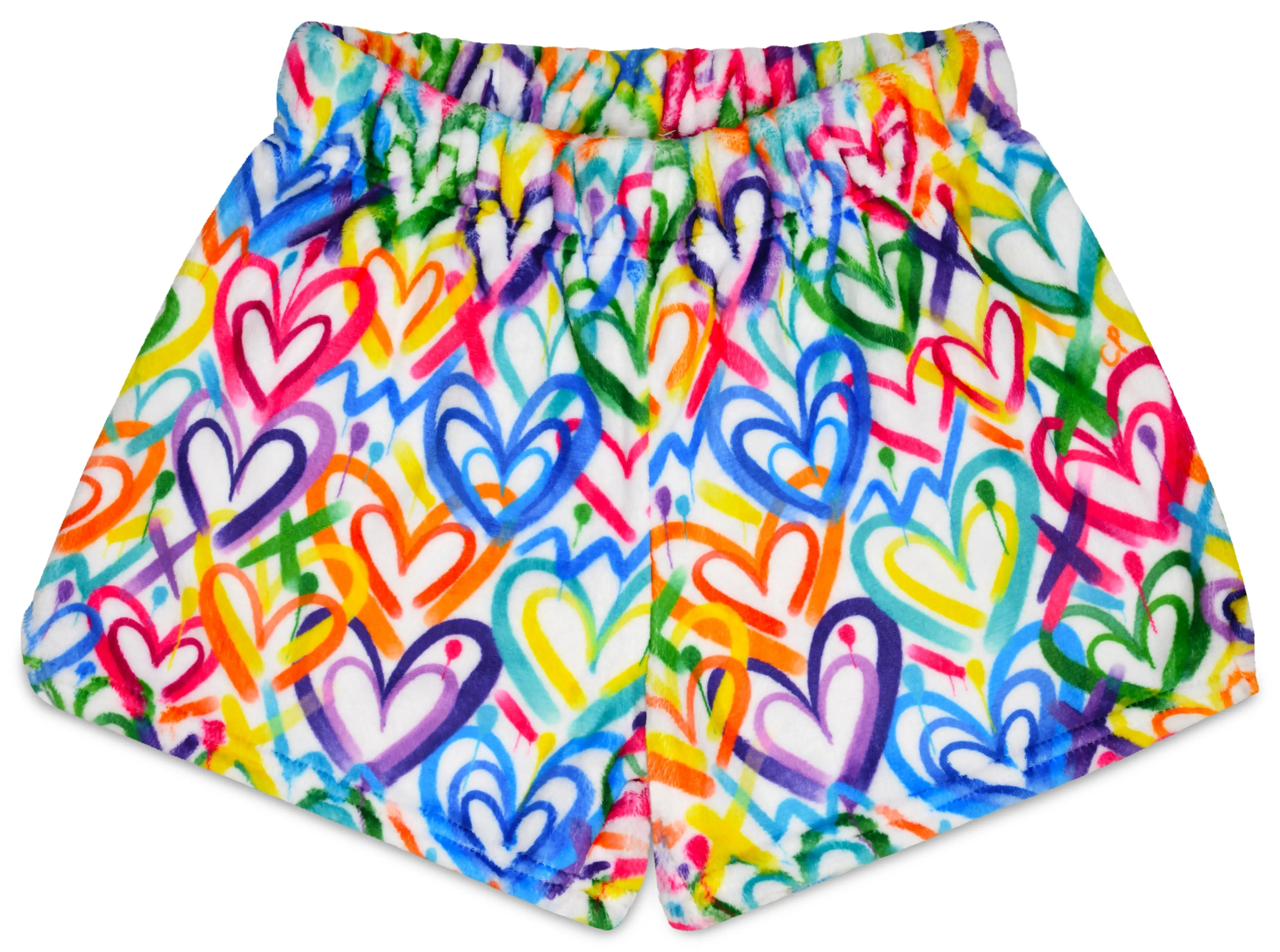 iscream + Corey Paige Designs Big Girls Fun Print Silky Soft Plush Shorts - Live Brightly Collection