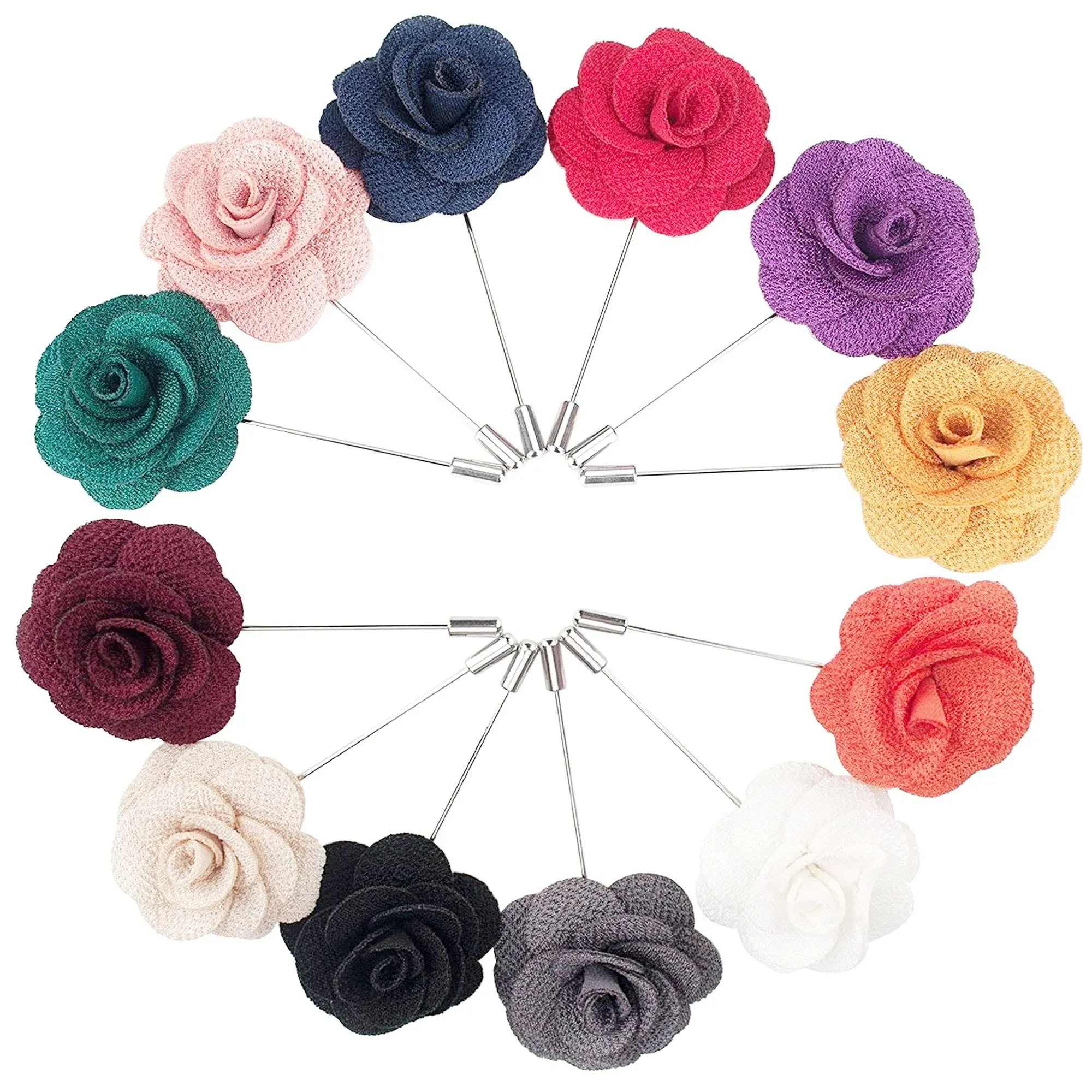 Geek-M Men's Lapel Pin Handmade Boutonniere Flower Brooch for Suit Wedding Party ...