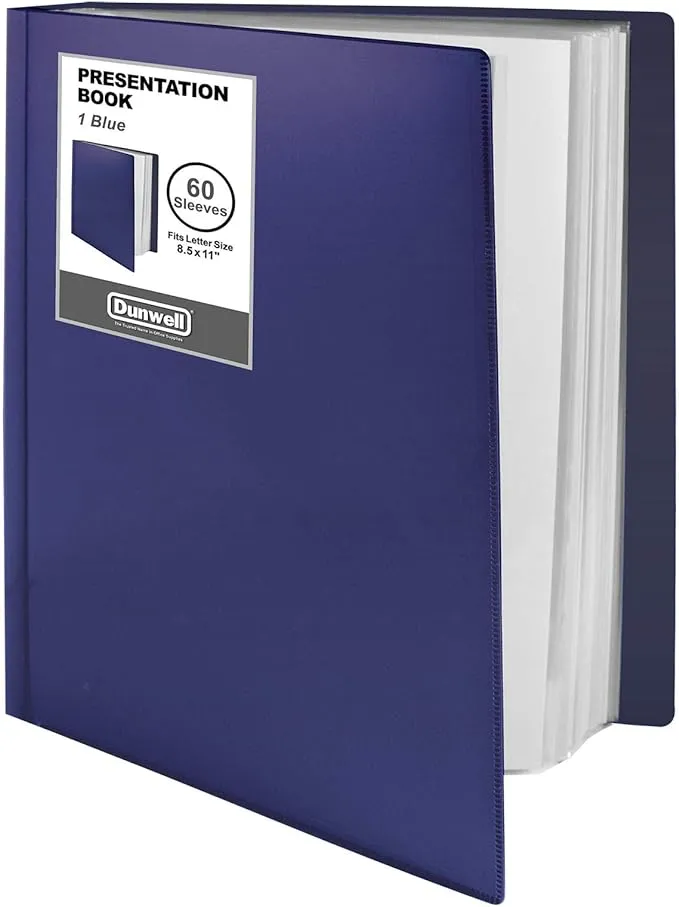 Dunwell Binder with Plastic Sleeves Presentation Book 85x11 (Blue) 60 Pockets, Displays 120 Pages, Portfolio Folder with 85 x 11