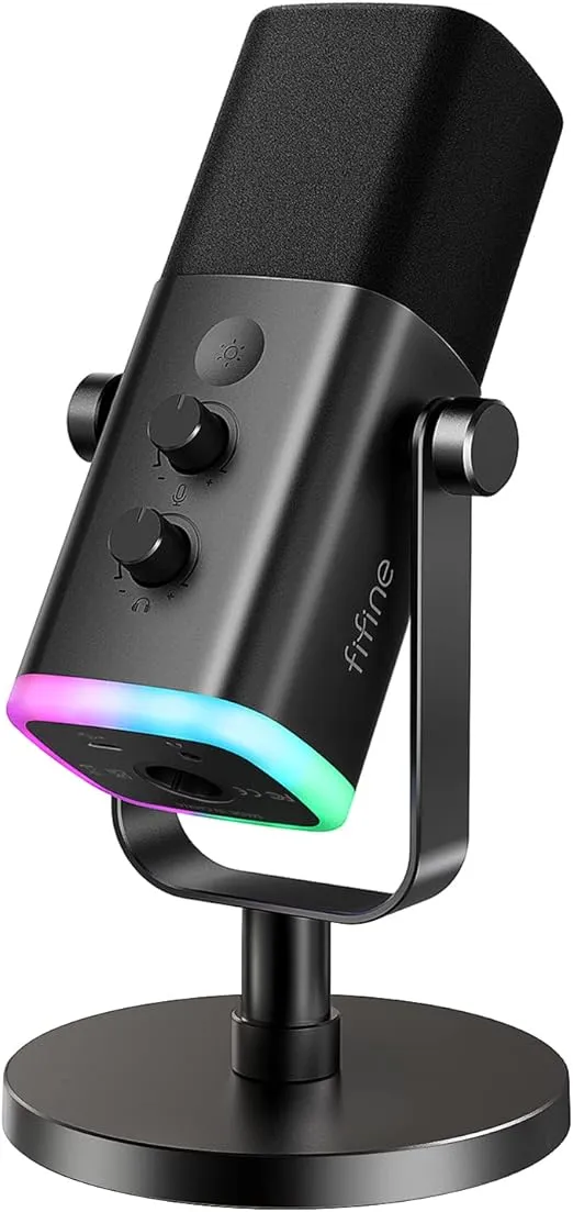 Micrófono Dinámico Fifine Xlr/usb Para Grabación De Podcasts Micrófono De Transmisión De Juegos De Ordenador Con Luz Rgb