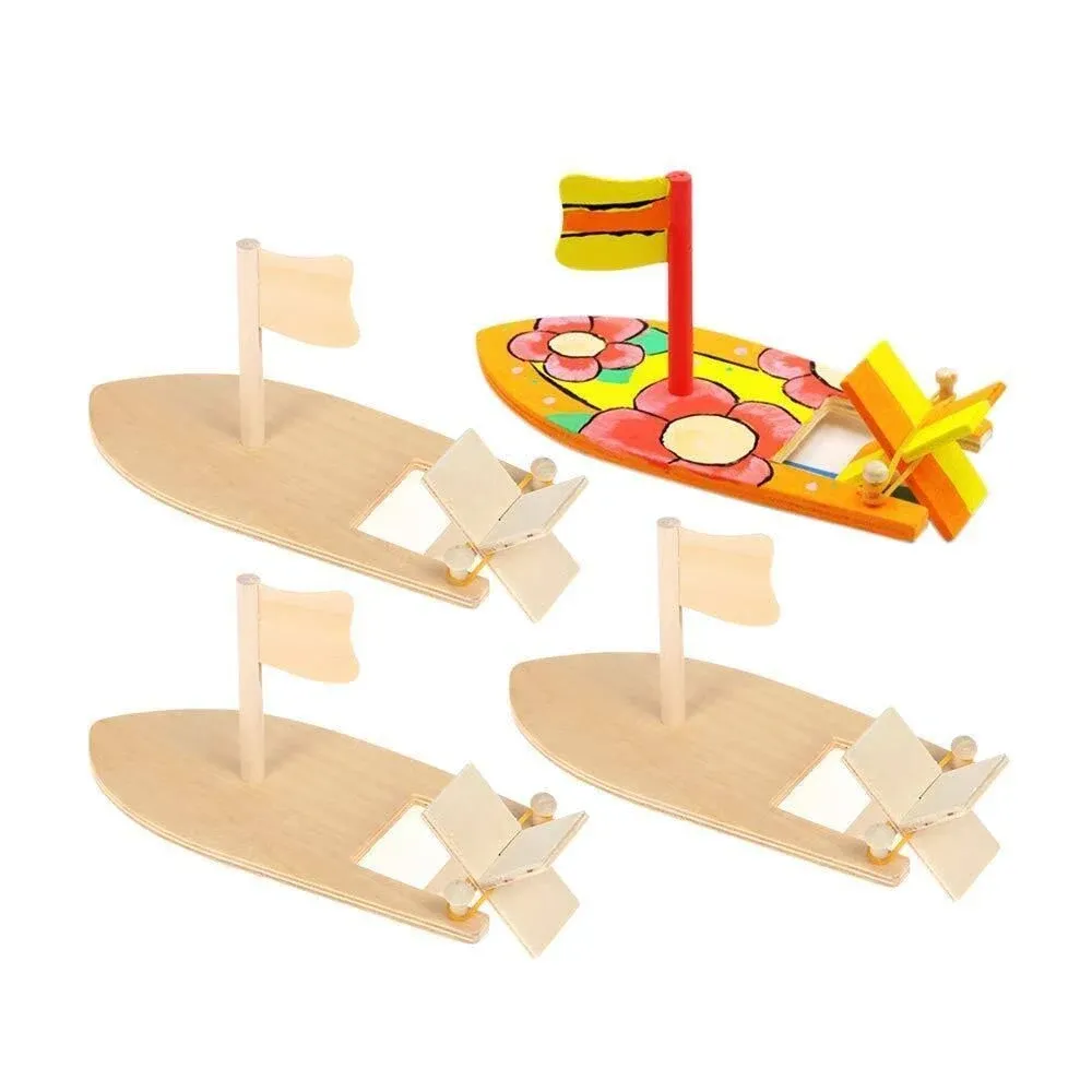 Yimaa 6 Pack DIY Wood Boat Model