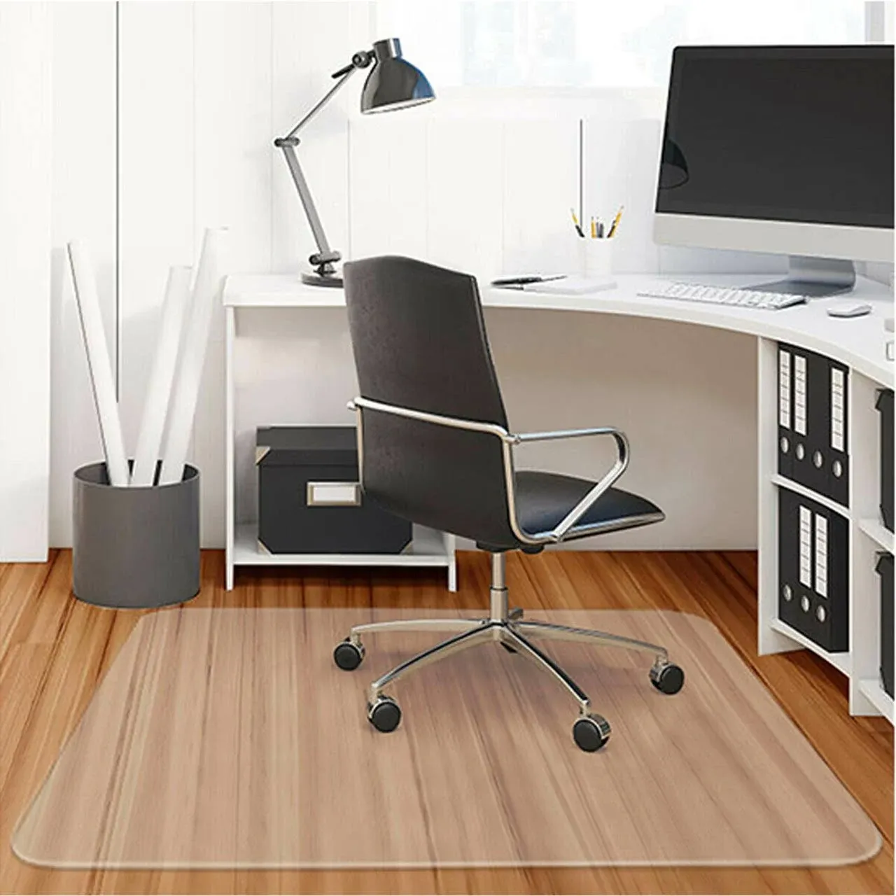 Costway 47'' x 47'' PVC Chair Floor Mat Home Office Protector for Hard Wood Floors - Clear