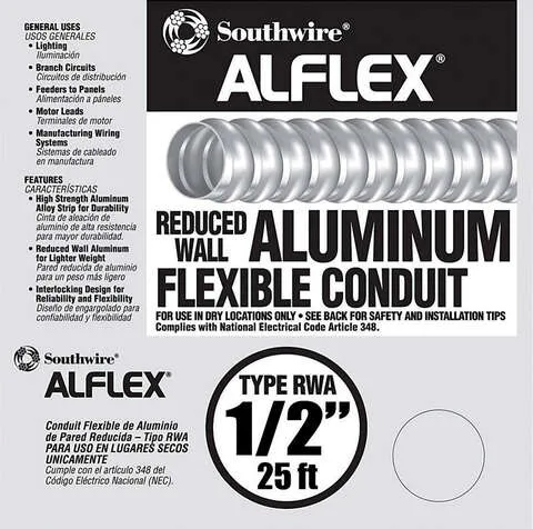 Southwire 1/2 in. D X 25 ft. L Aluminium Flexible Electrical Conduit For FMC