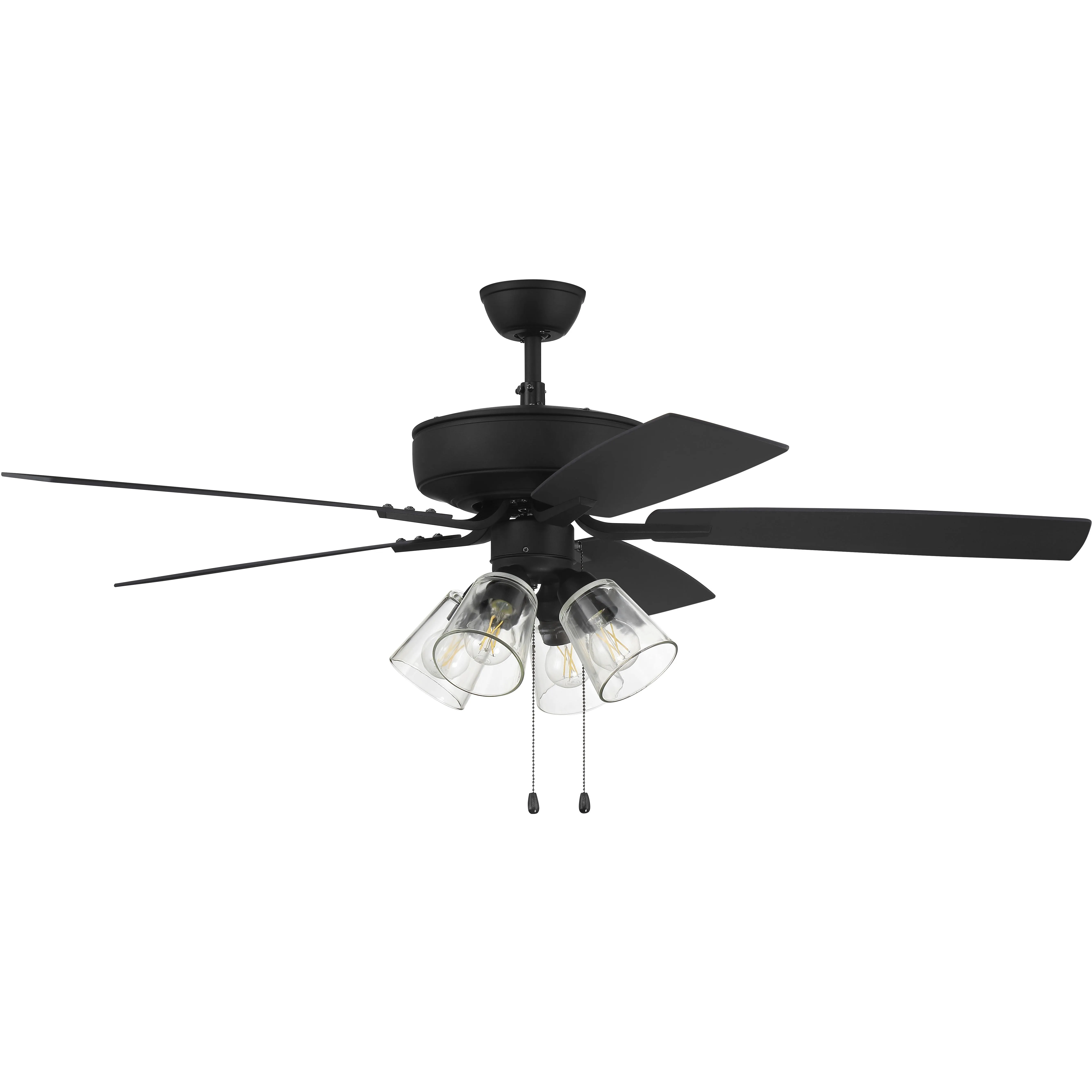 Craftmade P104ESP5-52ESPWLN Pro Plus 52" Ceiling Fan with LED Lights & Pull Chain, 5 Reversible Espresso/Walnut MDF Blades, Espresso