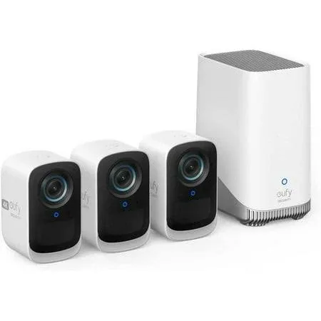 eufy Security eufyCam S300(eufyCam 3C) 2-Cam Kit, Security Camera Outdoor Wireless, 4K Camera, Expandable Local Storage up to 16TB, Face Recognition AI, Spotlight, Color Night Vision, No Monthly Fee