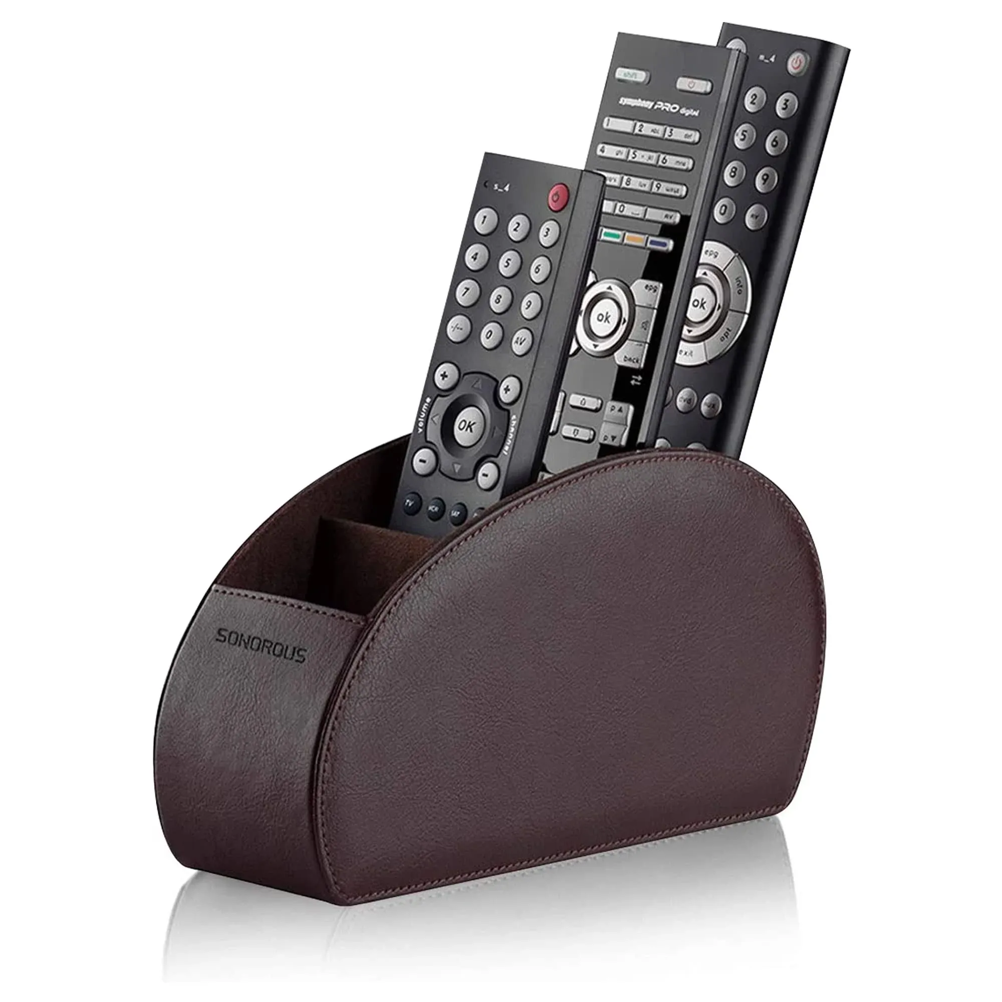 Sonorous Luxury Leather Remote Control Holder - Brown